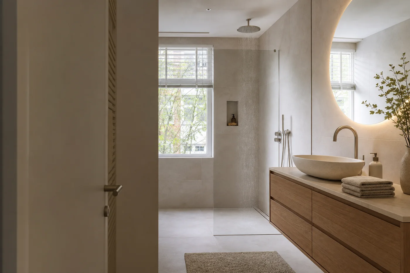 Moderne badkamer met inloopdouche en strak sanitair