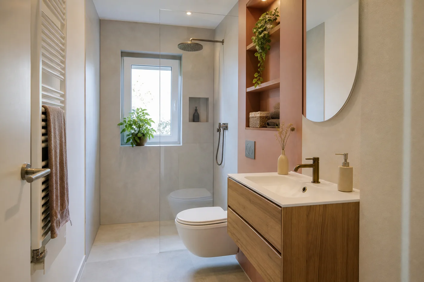 Moderne badkamer met inloopdouche en strak sanitair