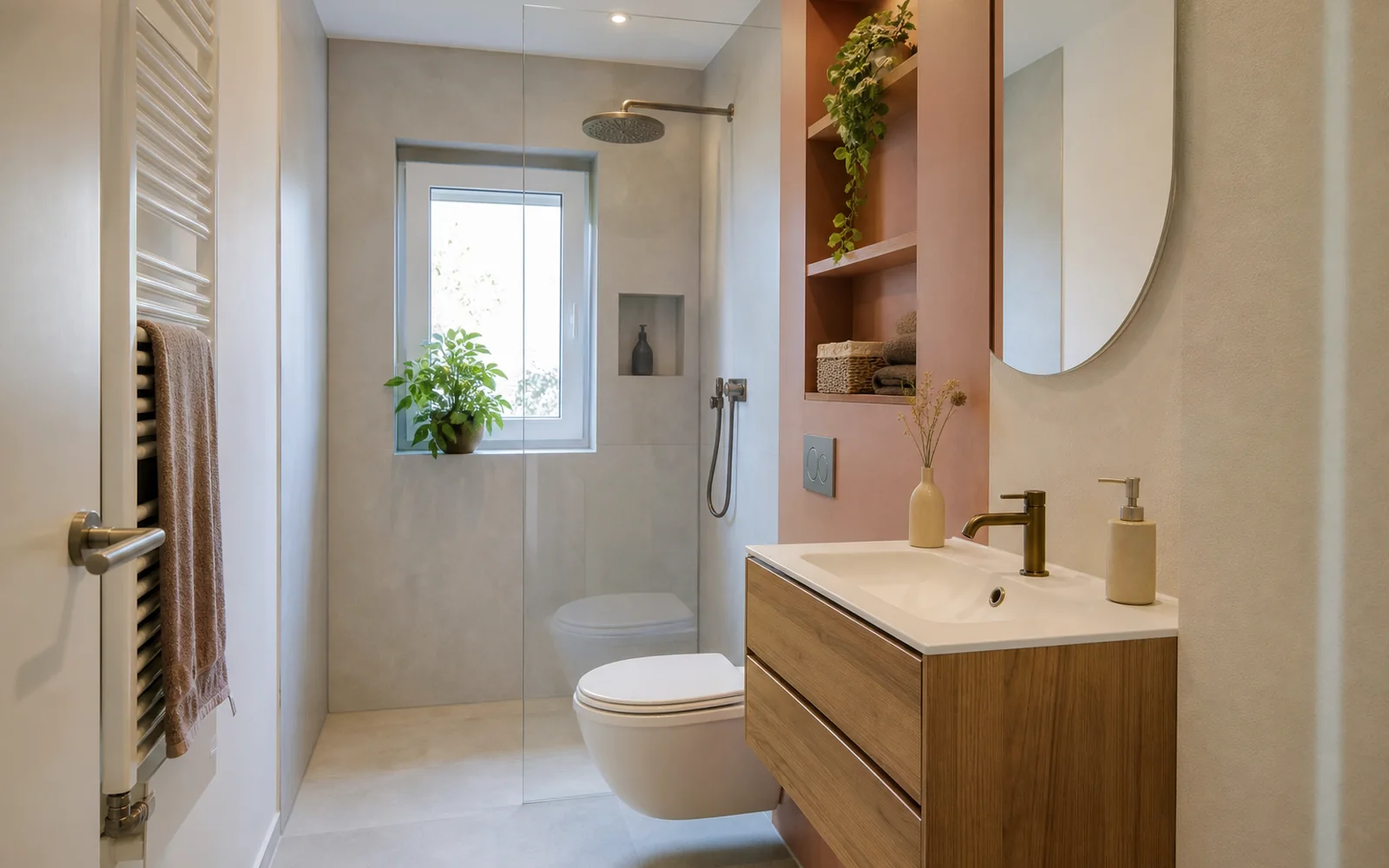 Moderne badkamer met inloopdouche en strak sanitair